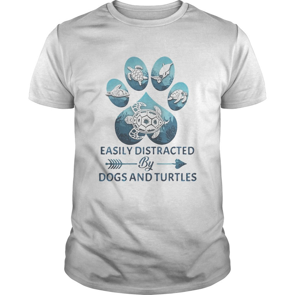 Easily Distracted By Paw Dogs And Turtles Shirt